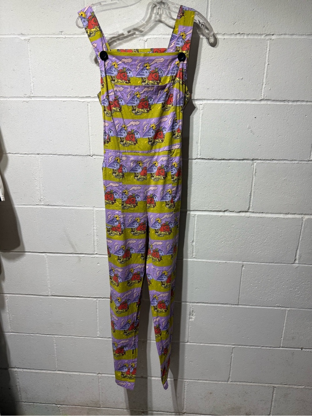 Nooworks Lavender & Yellow Printed Striped Overalls Jumpsuit